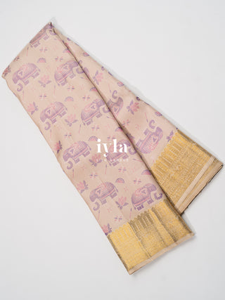 The Elephant Glory Kanjeevaram in Nude Beige