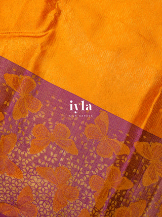 The Butterfly Weave Kanjeevaram in Bright Orange