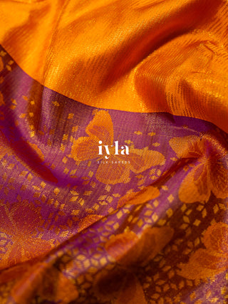 The Butterfly Weave Kanjeevaram in Bright Orange