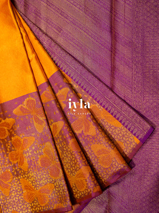 The Butterfly Weave Kanjeevaram in Bright Orange