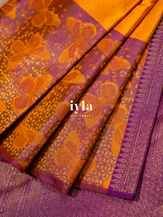 The Butterfly Weave Kanjeevaram in Bright Orange