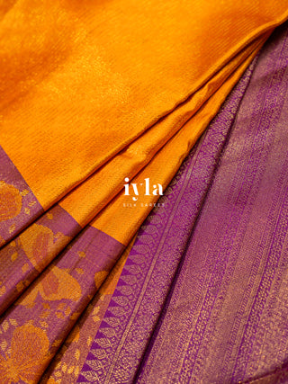 The Butterfly Weave Kanjeevaram in Bright Orange