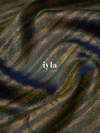 The Hydrangea Weave Kanjeevaram in Pine Green