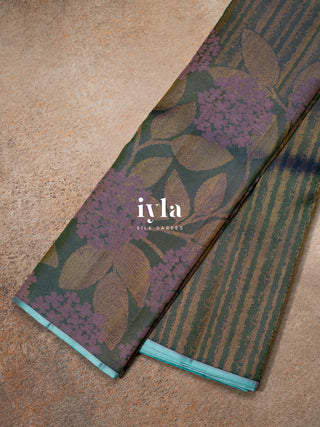 The Hydrangea Weave Kanjeevaram in Pine Green