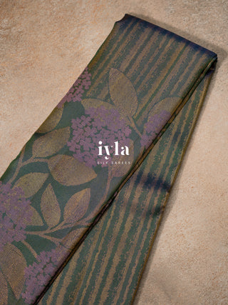 The Hydrangea Weave Kanjeevaram in Pine Green