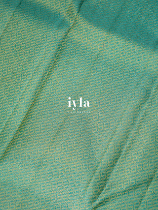 The Hydrangea Weave Kanjeevaram in Pine Green