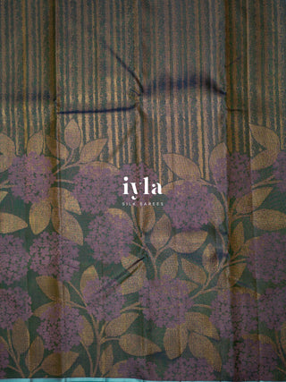 The Hydrangea Weave Kanjeevaram in Pine Green