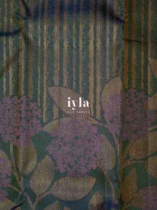 The Hydrangea Weave Kanjeevaram in Pine Green