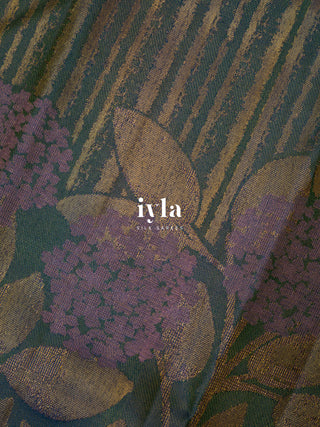 The Hydrangea Weave Kanjeevaram in Pine Green