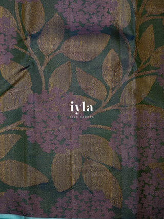 The Hydrangea Weave Kanjeevaram in Pine Green