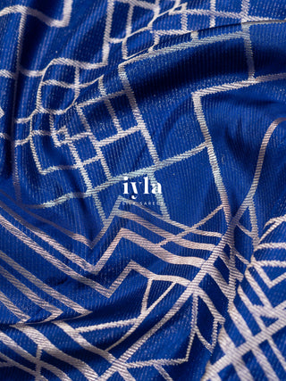 Pre-Order | The Art Deco Bloom Kanjeevaram in Ocean Sapphire