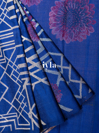 Pre-Order | The Art Deco Bloom Kanjeevaram in Ocean Sapphire