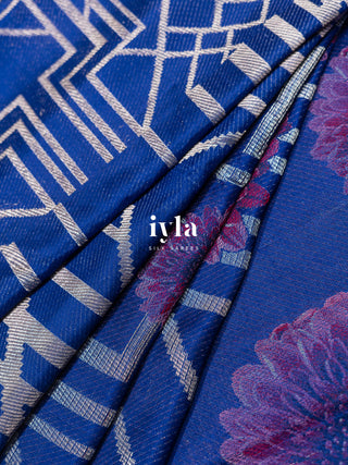 Pre-Order | The Art Deco Bloom Kanjeevaram in Ocean Sapphire