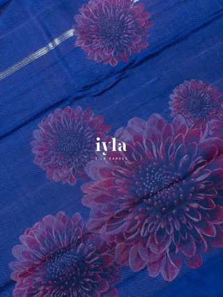 Pre-Order | The Art Deco Bloom Kanjeevaram in Ocean Sapphire