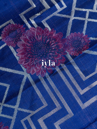 Pre-Order | The Art Deco Bloom Kanjeevaram in Ocean Sapphire