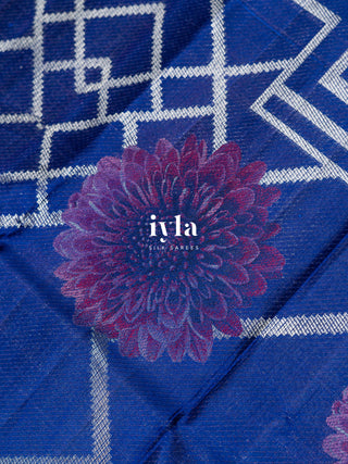 Pre-Order | The Art Deco Bloom Kanjeevaram in Ocean Sapphire