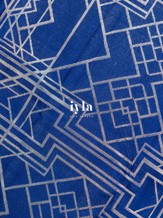 Pre-Order | The Art Deco Bloom Kanjeevaram in Ocean Sapphire