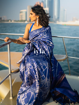 Pre-Order | The Art Deco Bloom Kanjeevaram in Ocean Sapphire