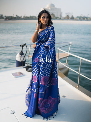 Pre-Order | The Art Deco Bloom Kanjeevaram in Ocean Sapphire