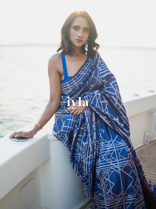 Pre-Order | The Art Deco Bloom Kanjeevaram in Ocean Sapphire