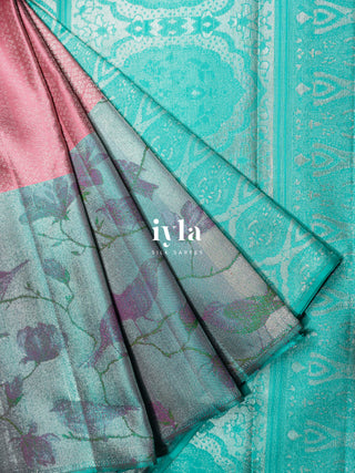 The Birds on Blooming Magnolia Silk Saree