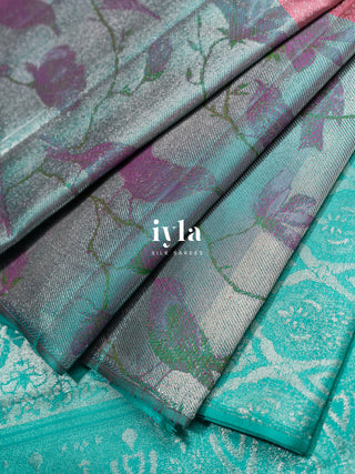 The Birds on Blooming Magnolia Silk Saree