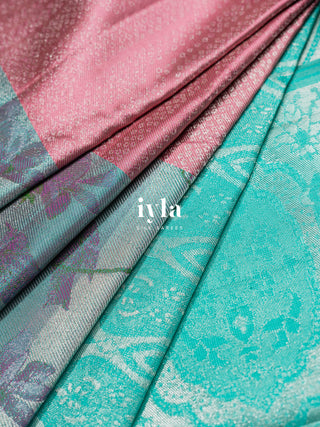 The Birds on Blooming Magnolia Silk Saree