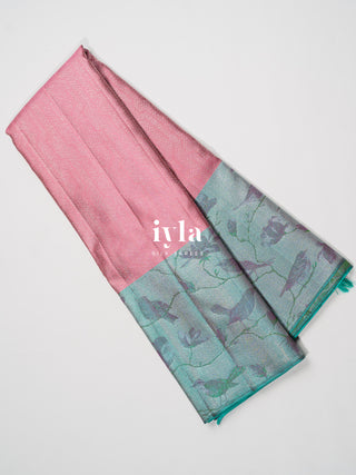 The Birds on Blooming Magnolia Silk Saree