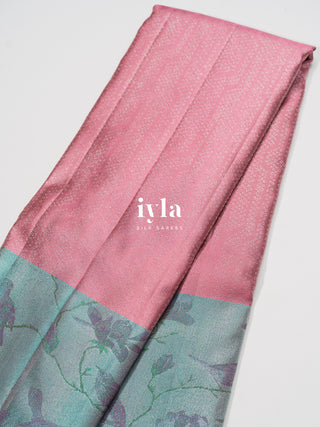 The Birds on Blooming Magnolia Silk Saree