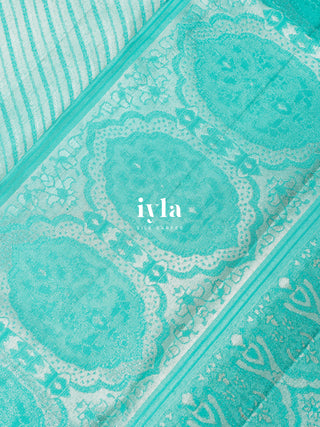 The Birds on Blooming Magnolia Silk Saree