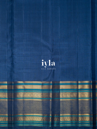 The Birds of Paradise Kanjeevaram in Space Blue