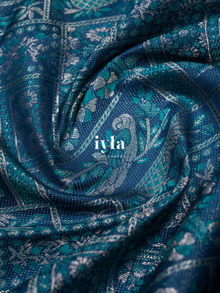 The Birds of Paradise Kanjeevaram in Space Blue