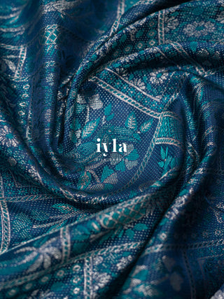 The Birds of Paradise Kanjeevaram in Space Blue