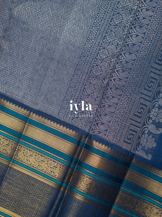 The Birds of Paradise Kanjeevaram in Space Blue