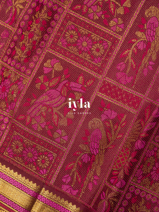 The Birds of Paradise Kanjeevaram in Maroon