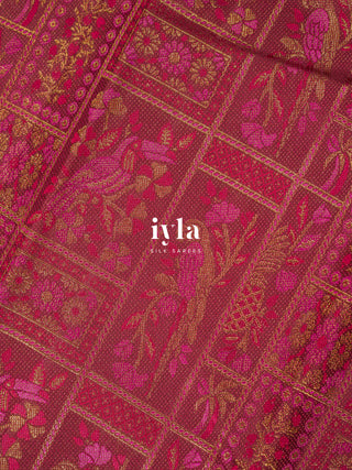 The Birds of Paradise Kanjeevaram in Maroon