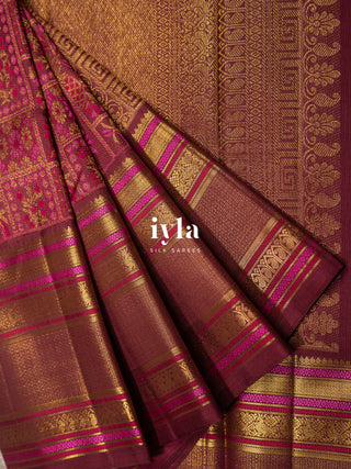 The Birds of Paradise Kanjeevaram in Maroon