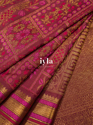 The Birds of Paradise Kanjeevaram in Maroon