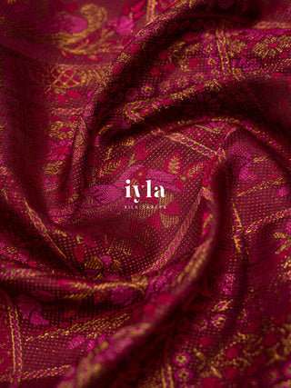 The Birds of Paradise Kanjeevaram in Maroon