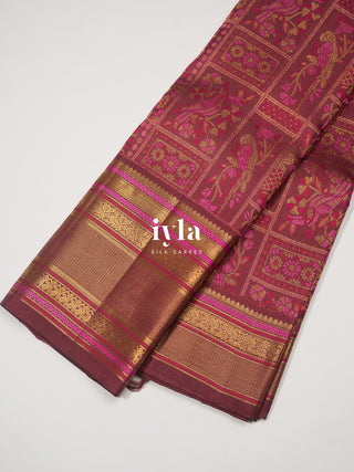 The Birds of Paradise Kanjeevaram in Maroon