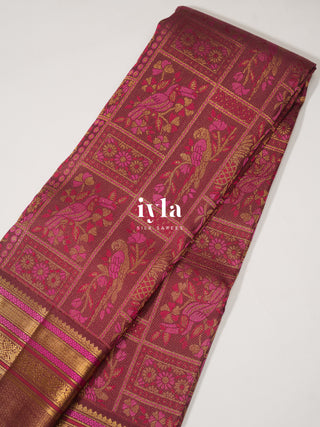 The Birds of Paradise Kanjeevaram in Maroon