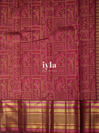 The Birds of Paradise Kanjeevaram in Maroon