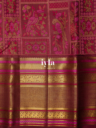 The Birds of Paradise Kanjeevaram in Maroon