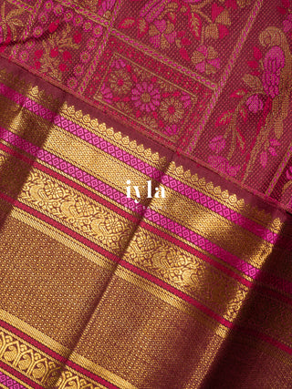 The Birds of Paradise Kanjeevaram in Maroon