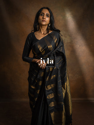 The Obsidian Black Paisley Kanjeevaram