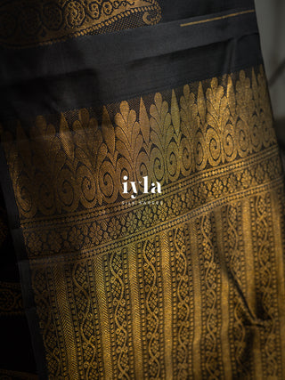 The Obsidian Black Paisley Kanjeevaram