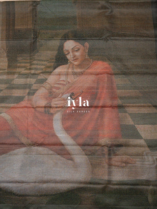 The Ravi Varma's Lady With The Swan Kanjeevaram