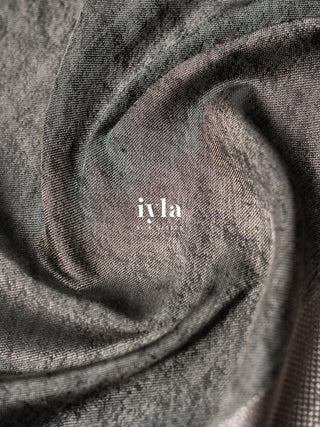 The Sacred South Indian Temple Silk Saree in Granite Grey
