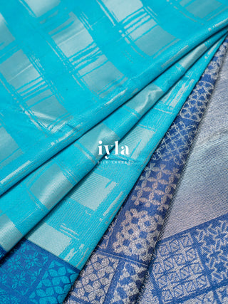 The Artistic Palette Kanjeevaram in Capri Blue