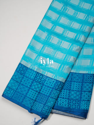 The Artistic Palette Kanjeevaram in Capri Blue